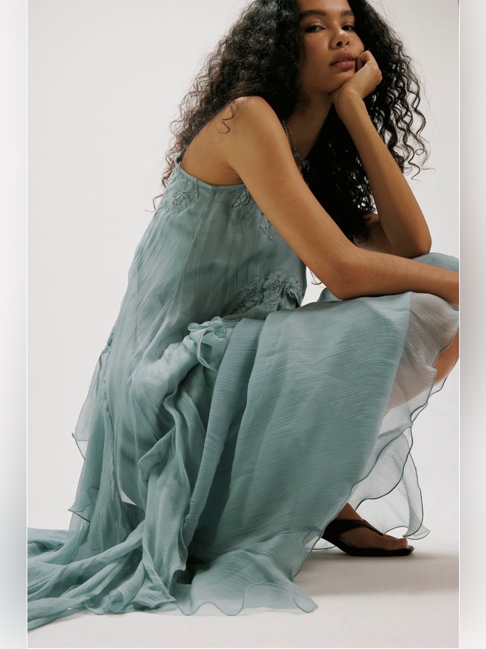 Free People Nigel Preston Floating Angel Chiffon Maxi Dress - Stormy Sea - Picture 2 of 14